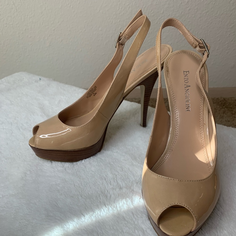 Enzo Angiolini Nude Peep Toe Heels